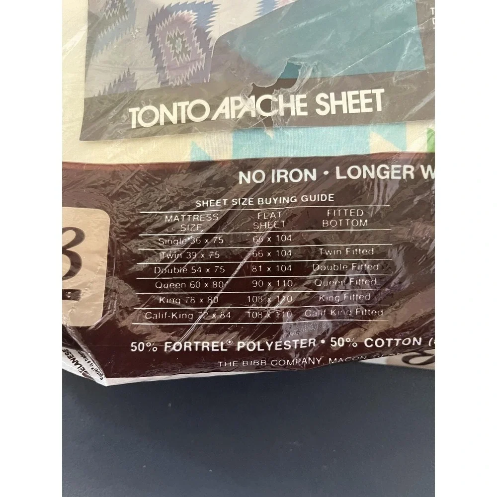 VTG NOS Bibb Double FLAT Sheet Tonto APACHE Tribe Sealed